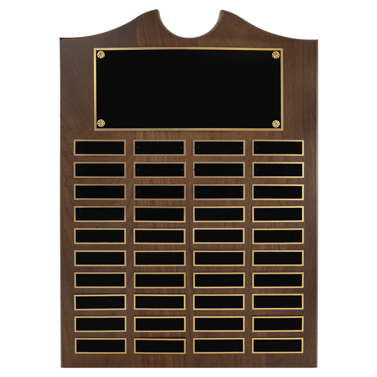American Walnut Perpetual Plaque - 40 Laser Black Brass Plates