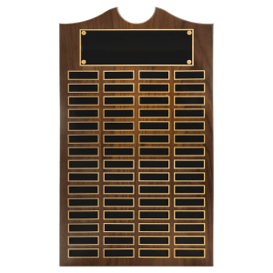 American Walnut Perpetual Plaque 60 Laser Black Brass Plates