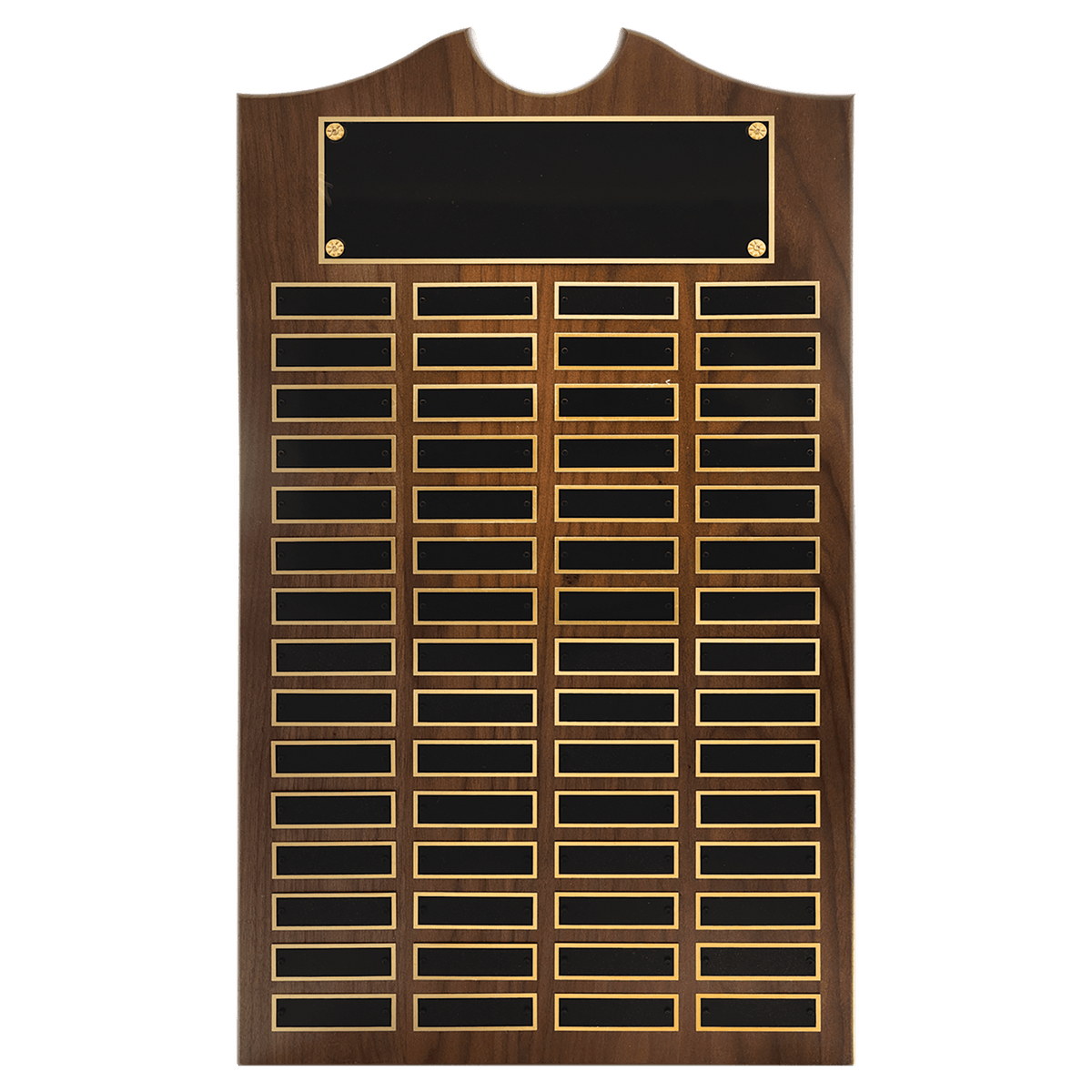 American Walnut Perpetual Plaque - 60 Laser Black Brass Plates