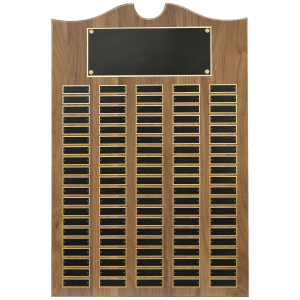 American Walnut Perpetual Plaque 100 Laser Black Brass Plates
