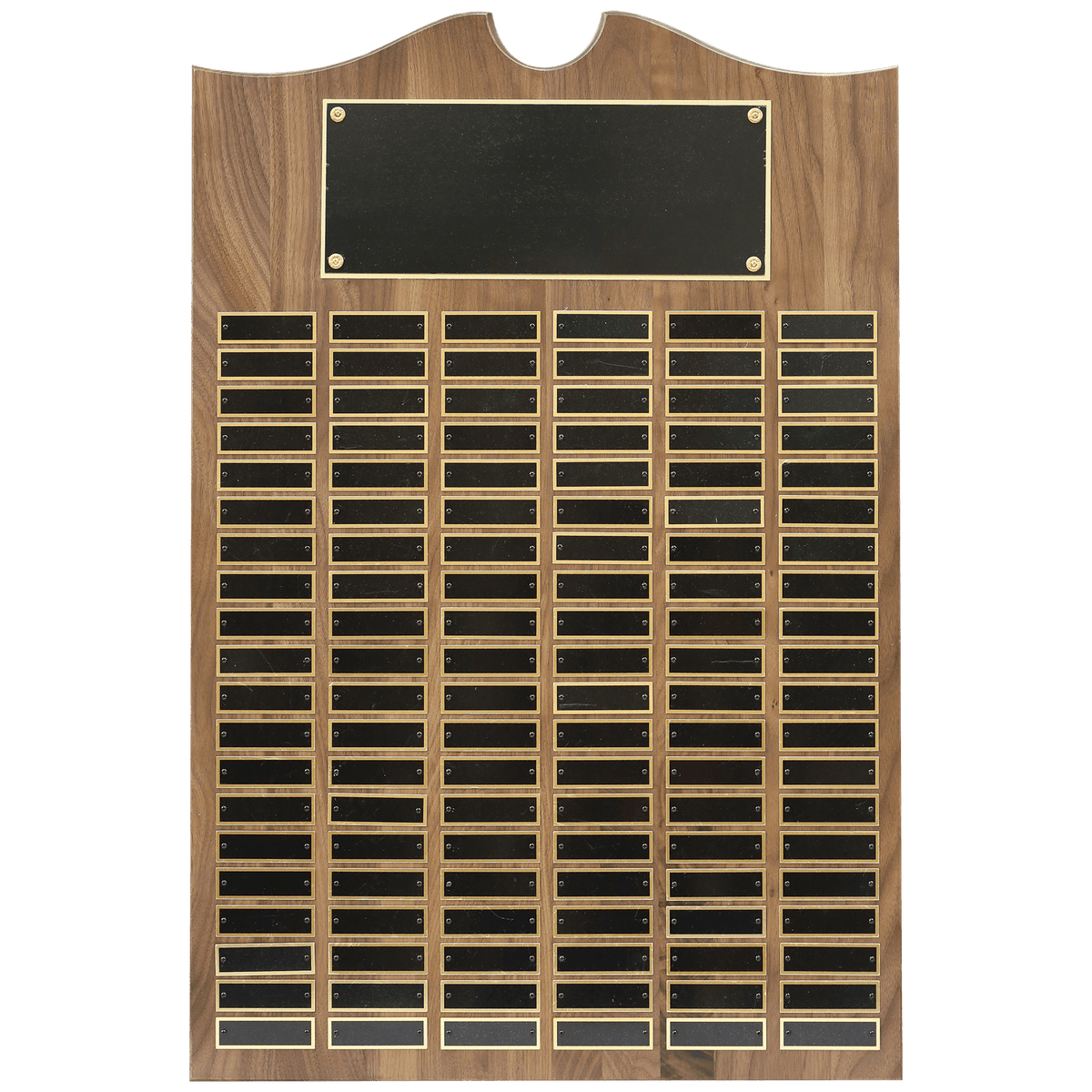American Walnut Perpetual Plaque - 120 Laser Black Brass Plates