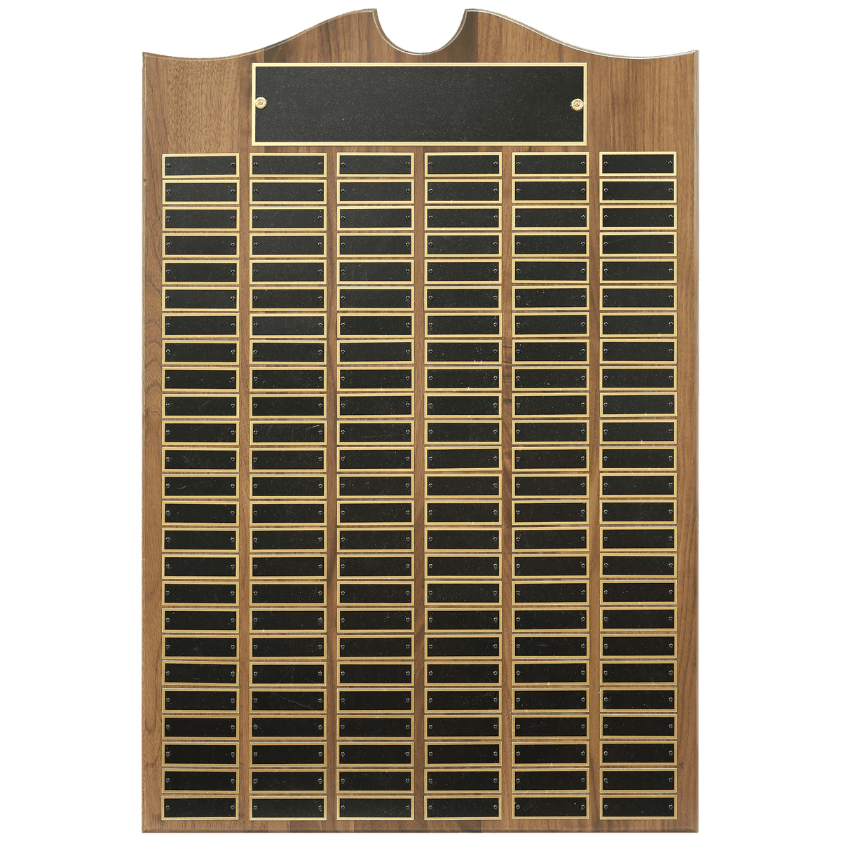 American Walnut Perpetual Plaque - 150 Laser Black Brass Plates