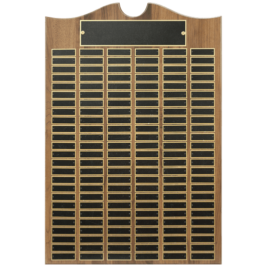 American Walnut Perpetual Plaque - 150 Laser Black Brass Plates