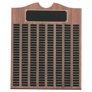 American Walnut Perpetual Plaque 200 Laser Black Brass Plates