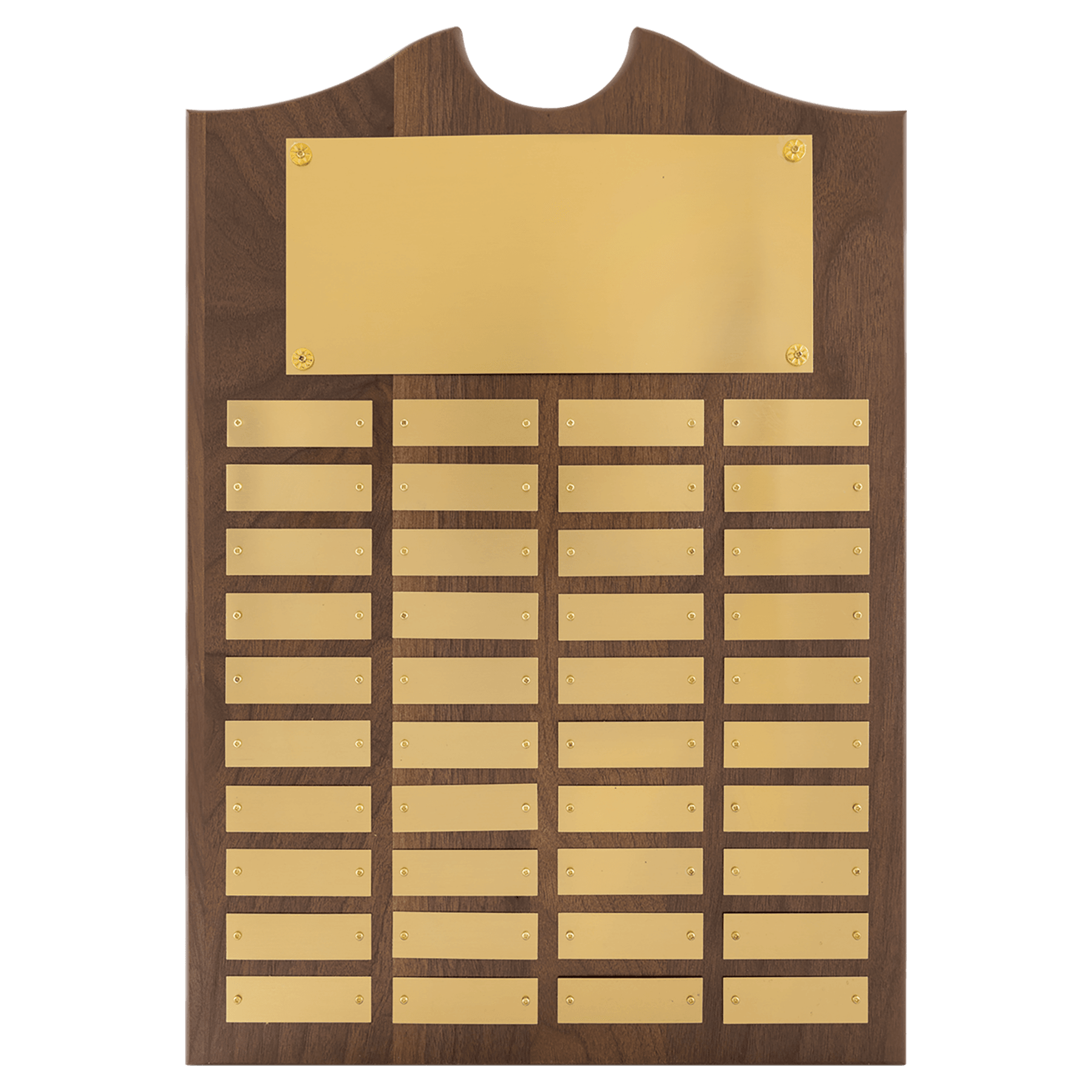 American Walnut Perpetual Plaque - 40 Brushed Brass Plates