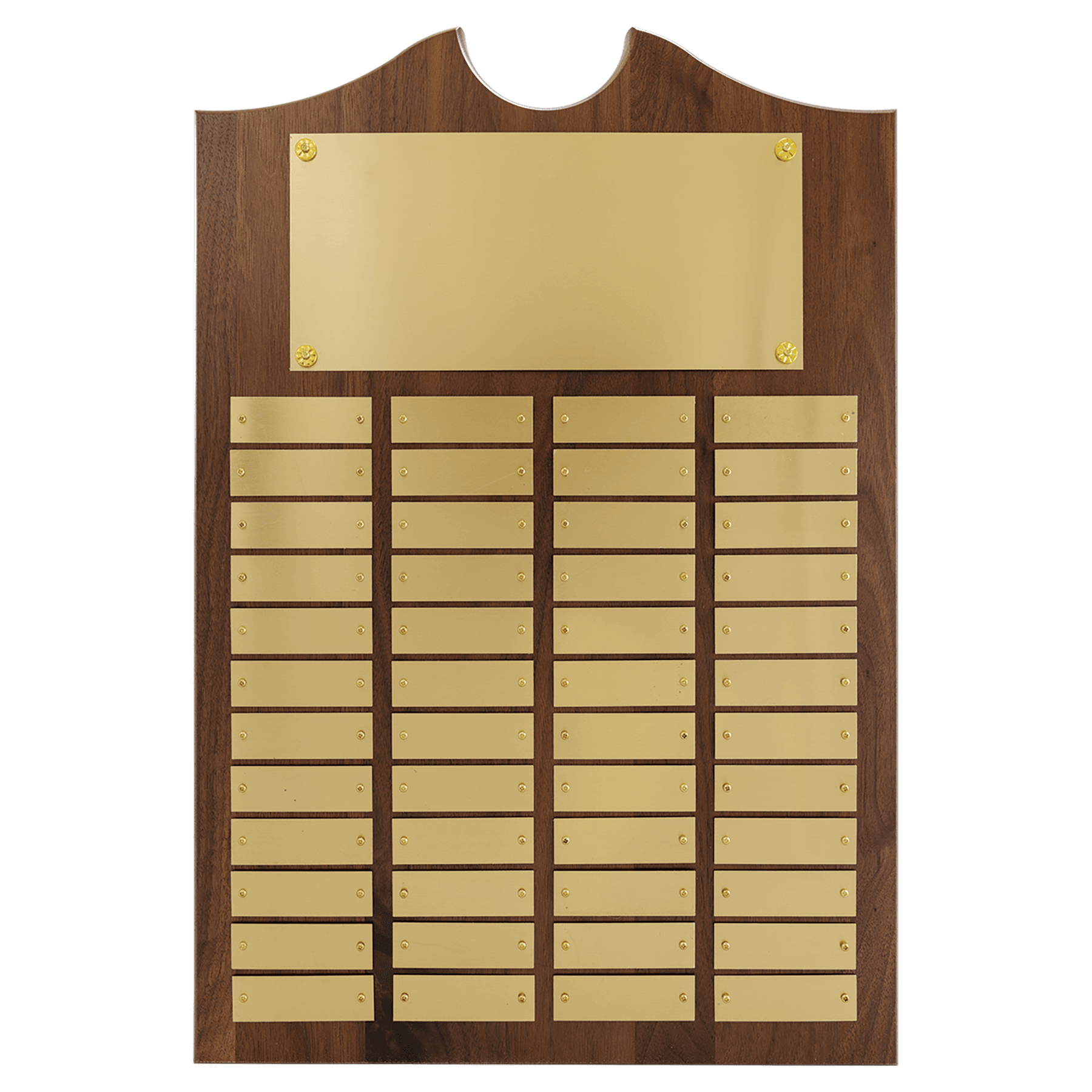 American Walnut Perpetual Plaque - 48 Brushed Brass Plates