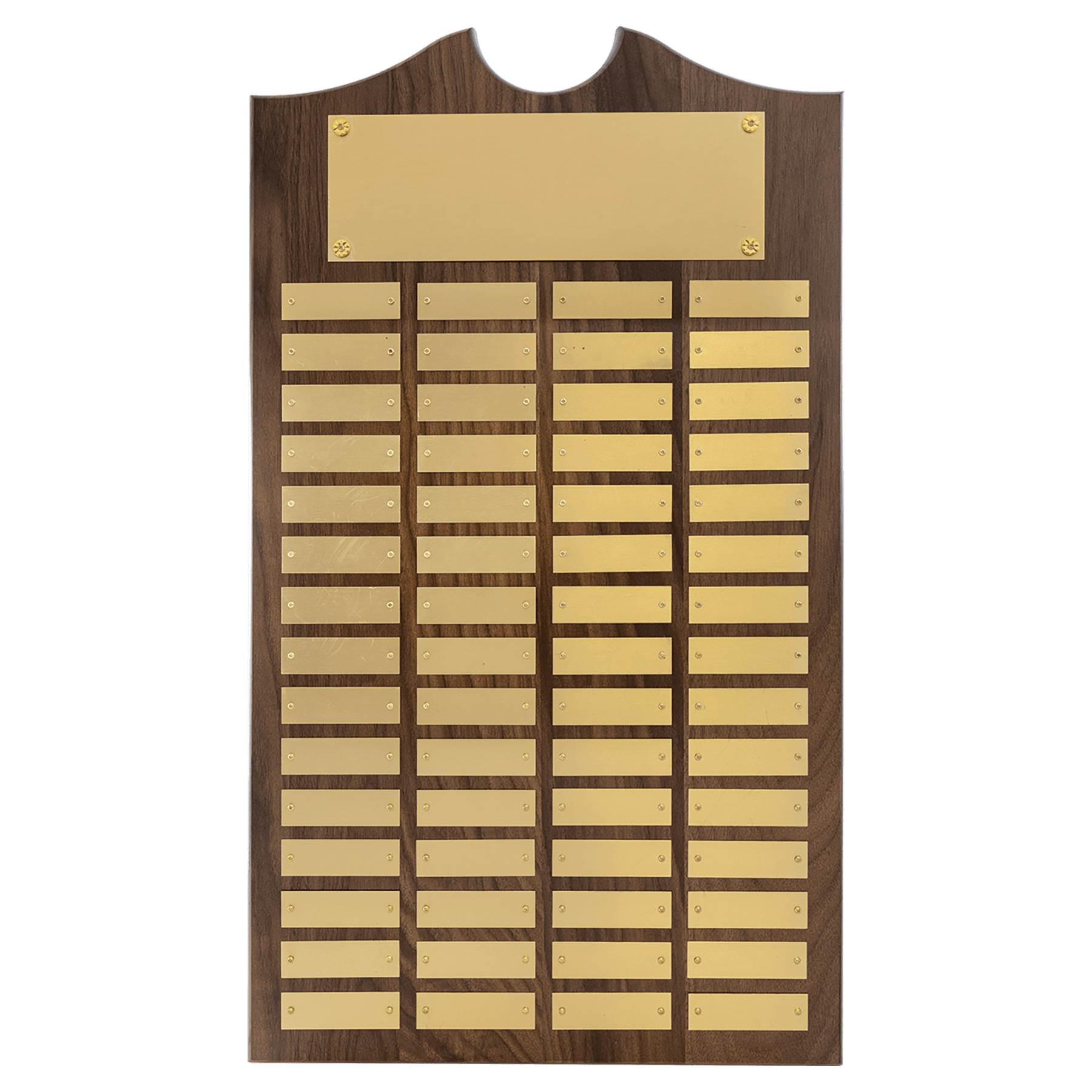 American Walnut Perpetual Plaque - 60 Brushed Brass Plates