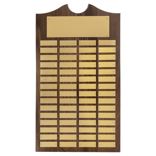 American Walnut Perpetual Plaque - 60 Brushed Brass Plates