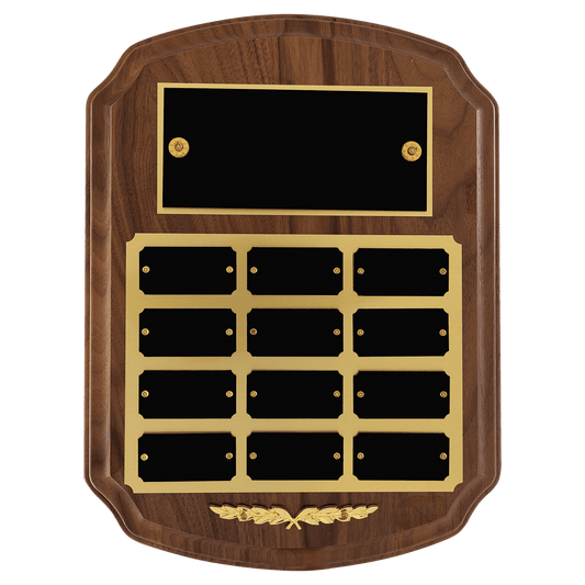 American Walnut Perpetual Plaque - 12 Plates (1 inch x 2 inch)