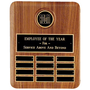 American Walnut 12 Plate Perpetual Plaque with Black Brass Disc
