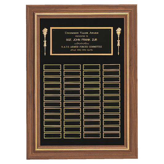 American Walnut Frame Perpetual Plaque - 36 Plates (1 1/2 inch x 3 inch)