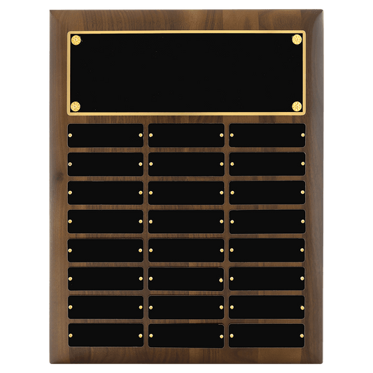 American Walnut Perpetual Plaque - 24 Plates (1 inch x 3 1/4 inch)