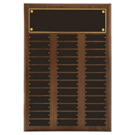 American Walnut Perpetual Plaque - 36 Plates (1 inch x 3 1/4 inch)