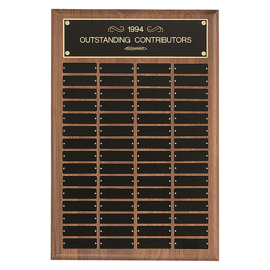 American Walnut Perpetual Plaque - 60 Plates (1 inch x 3 1/4 inch)