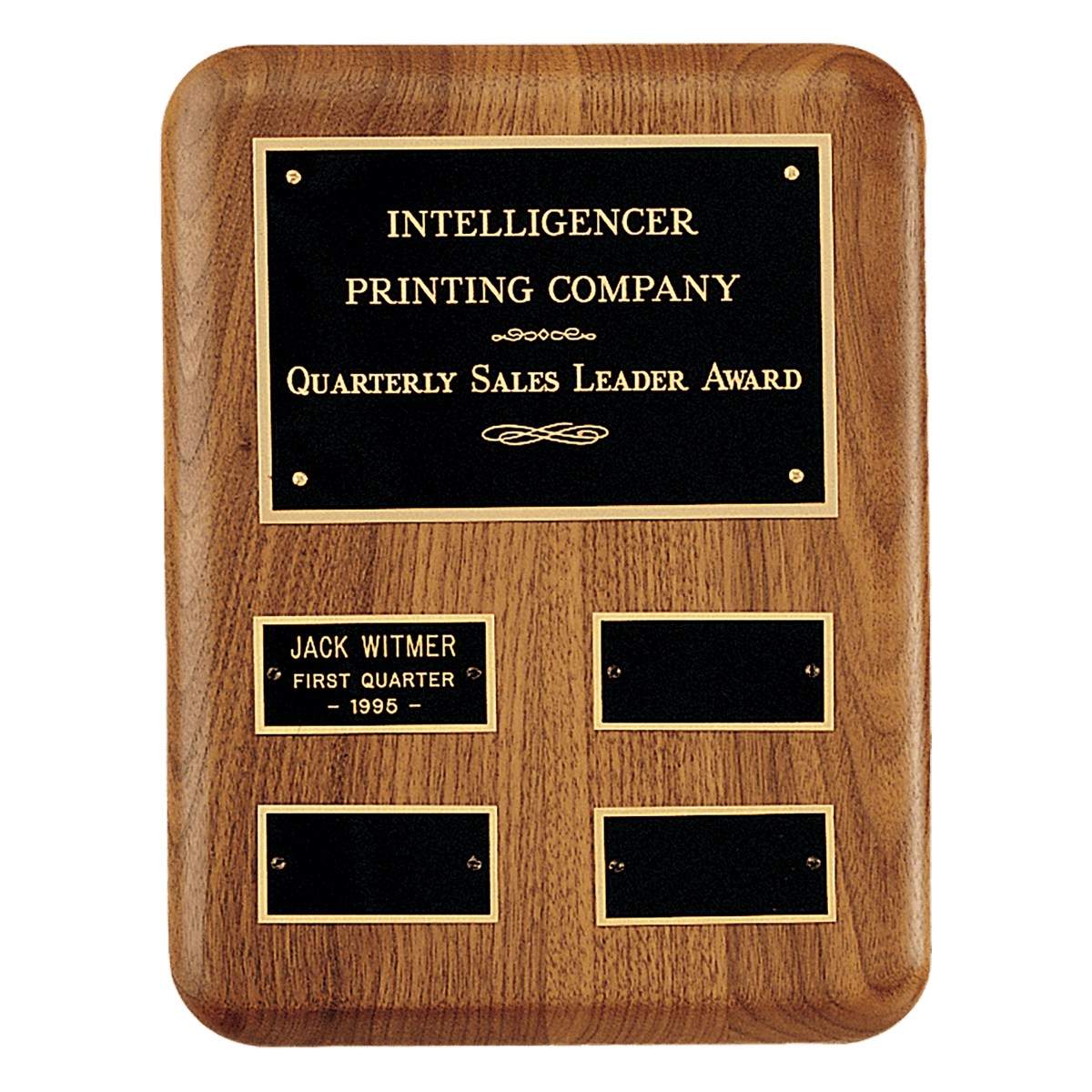 American Walnut Perpetual Plaque - 4 Plates (1 1/4 inch x 2 1/2 inch)