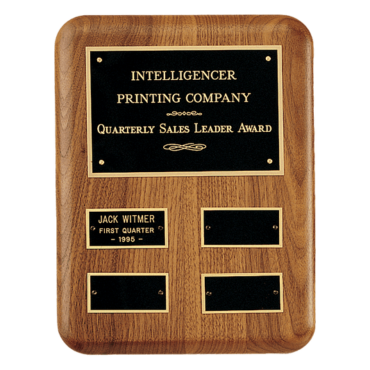American Walnut Perpetual Plaque - 4 Plates (1 1/4 inch x 2 1/2 inch)