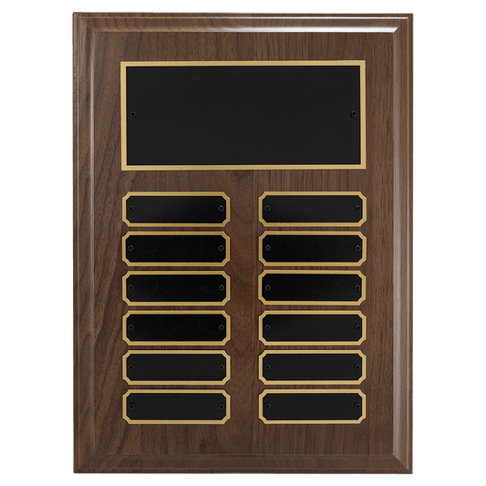 American Walnut Perpetual Plaque - 12 Plates (7/8 inch x 2 3/4 inch) II