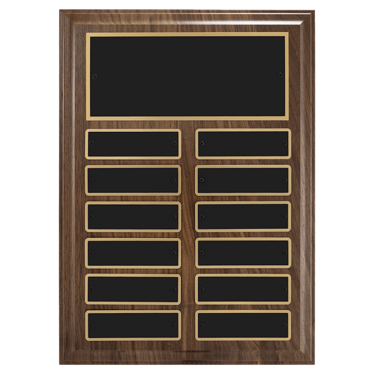 American Walnut Perpetual Plaque - 12 Plates (1 inch x 3 1/4 inch) II