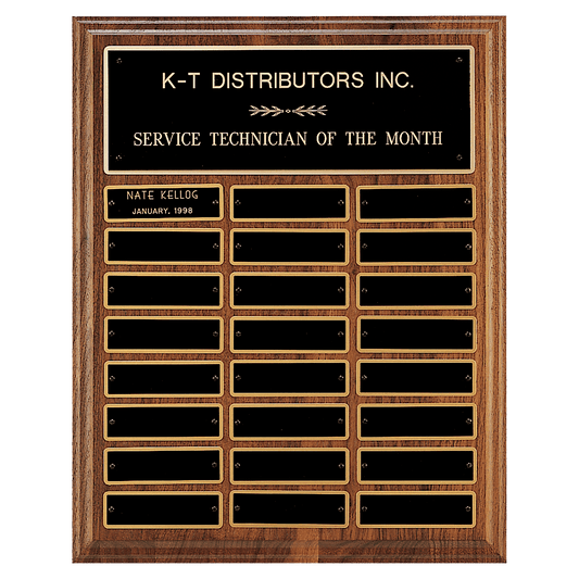 American Walnut Perpetual Plaque - 24 Plates (1 inch x 3 1/4 inch) II