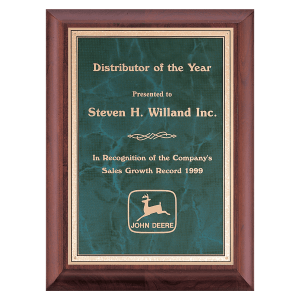 Cherry Finish Plaque with Emerald Marble Plate 7x9