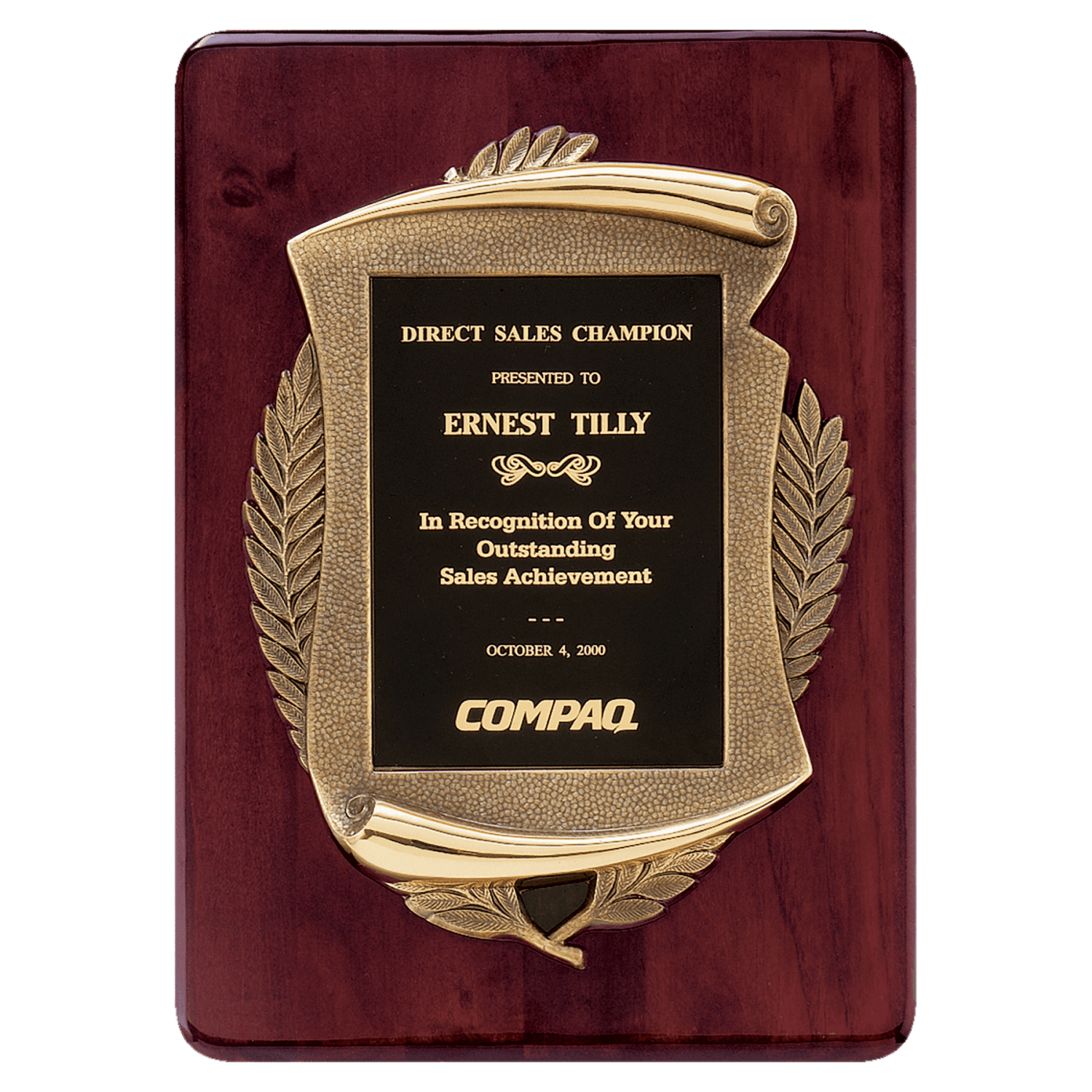 11" x 15" Rosewood Piano Finish Plaque with Antique Bronze Scroll Frame