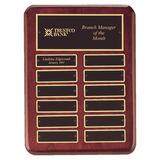 Rosewood Piano Finish Perpetual Plaque - 12 Plates (1 inch x 3 1/4 inch)