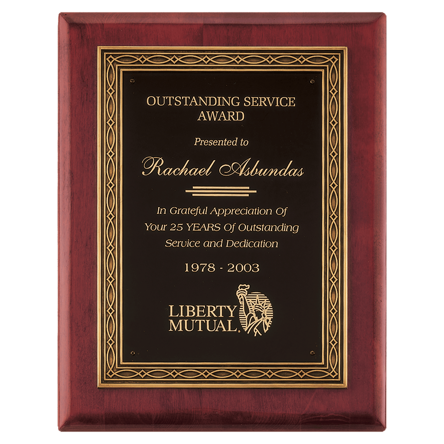 11" x 14" Rosewood Piano Finish Plaque with Antique Bronze Cast Frame