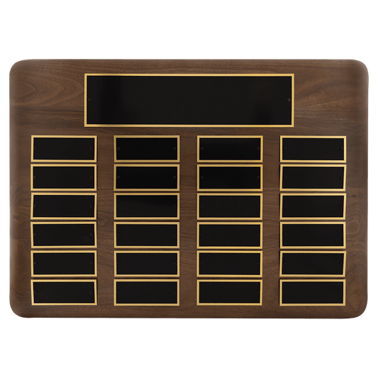 American Walnut Perpetual Plaque - 24 Plates (1 1/2 inch x 3 3/4 inch)