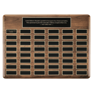 American Walnut Perpetual Plaque 36 Plates 1 1/2 x 3 3/4