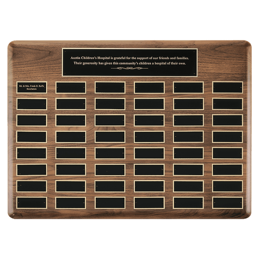 American Walnut Perpetual Plaque - 48 Plates (1 1/2 inch x 3 3/4 inch)