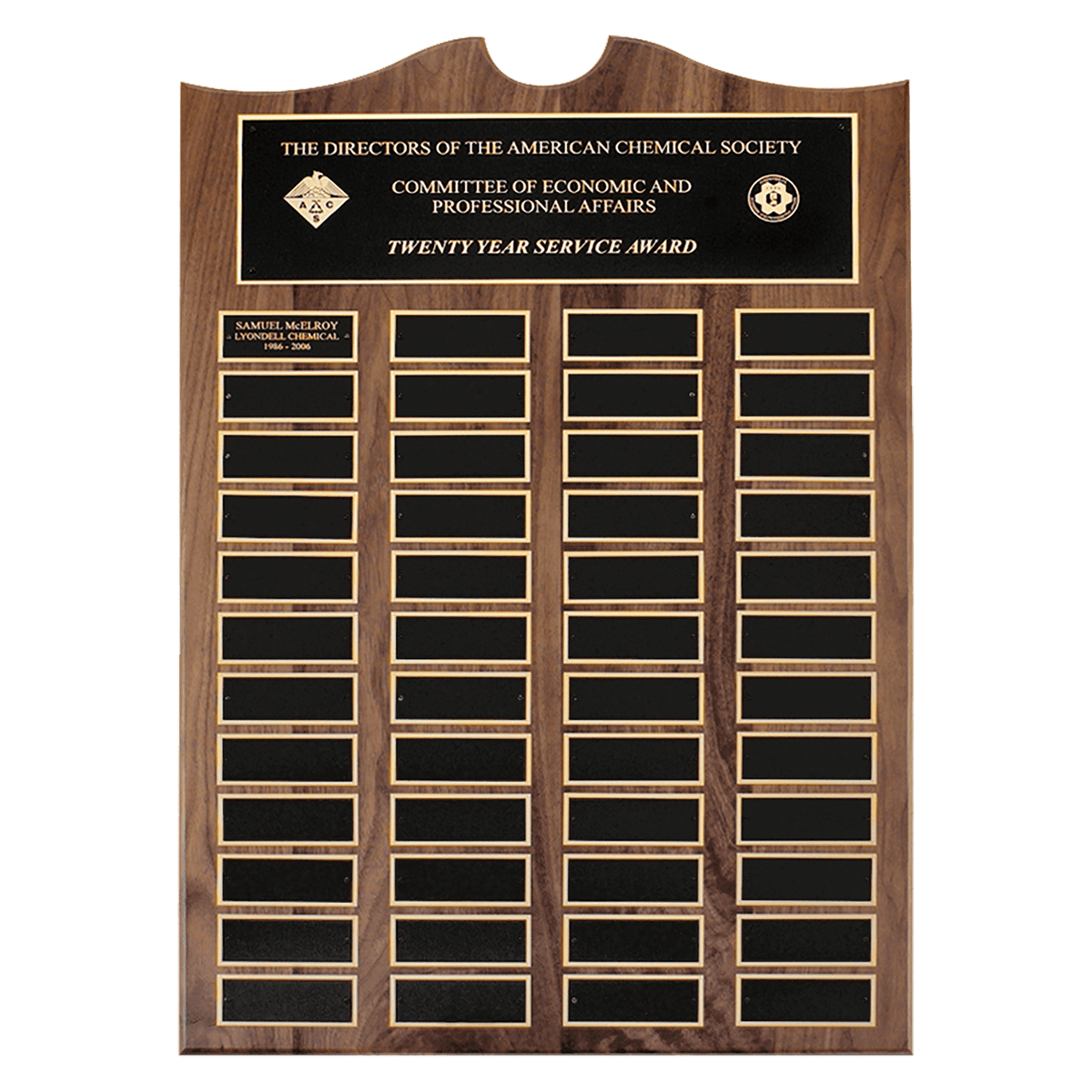 American Walnut Perpetual Plaque - 36 Plates (1 1/2 inch x 3 3/4 inch) II