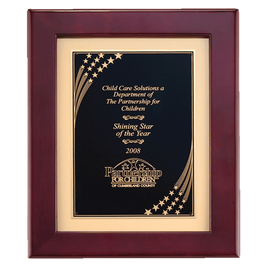 12" x 15" Airflyte Rosewood Piano Finish Frame with Gold Metal Background and Florentine Star Border