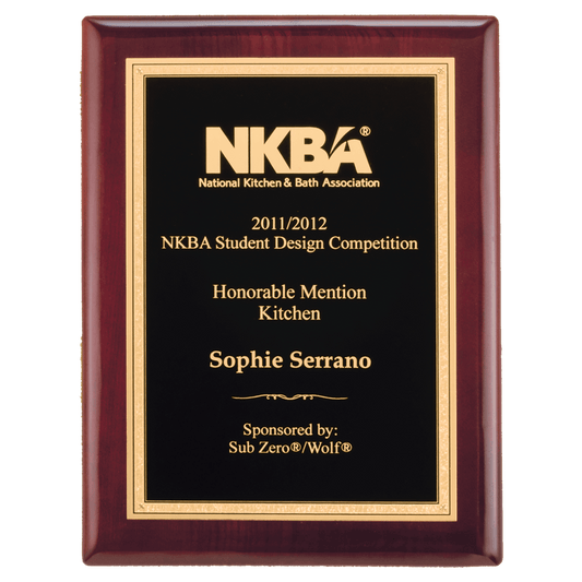 Airflyte 11" x 14" Rosewood Piano Finish Plaque with Black & Gold Florentine Border