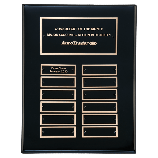 Black Piano Finish Perpetual Plaque - 12 Plates