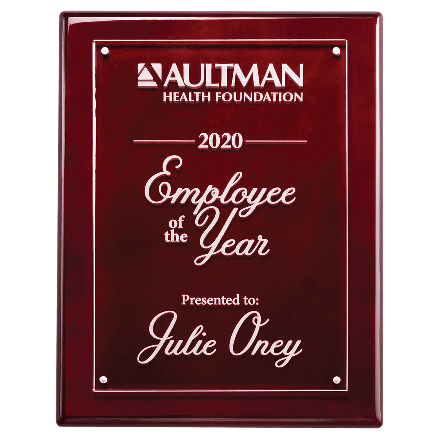 Rosewood high-gloss plaque with a magnetically attached acrylic plate