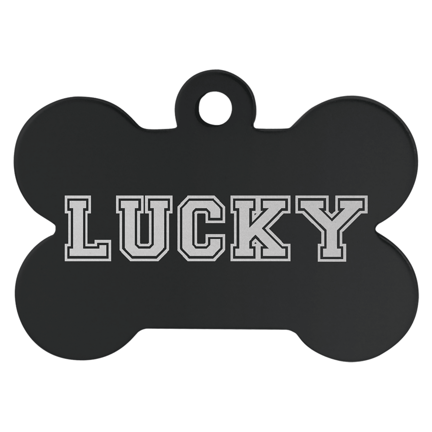 Black anodized aluminum bone pet id tag