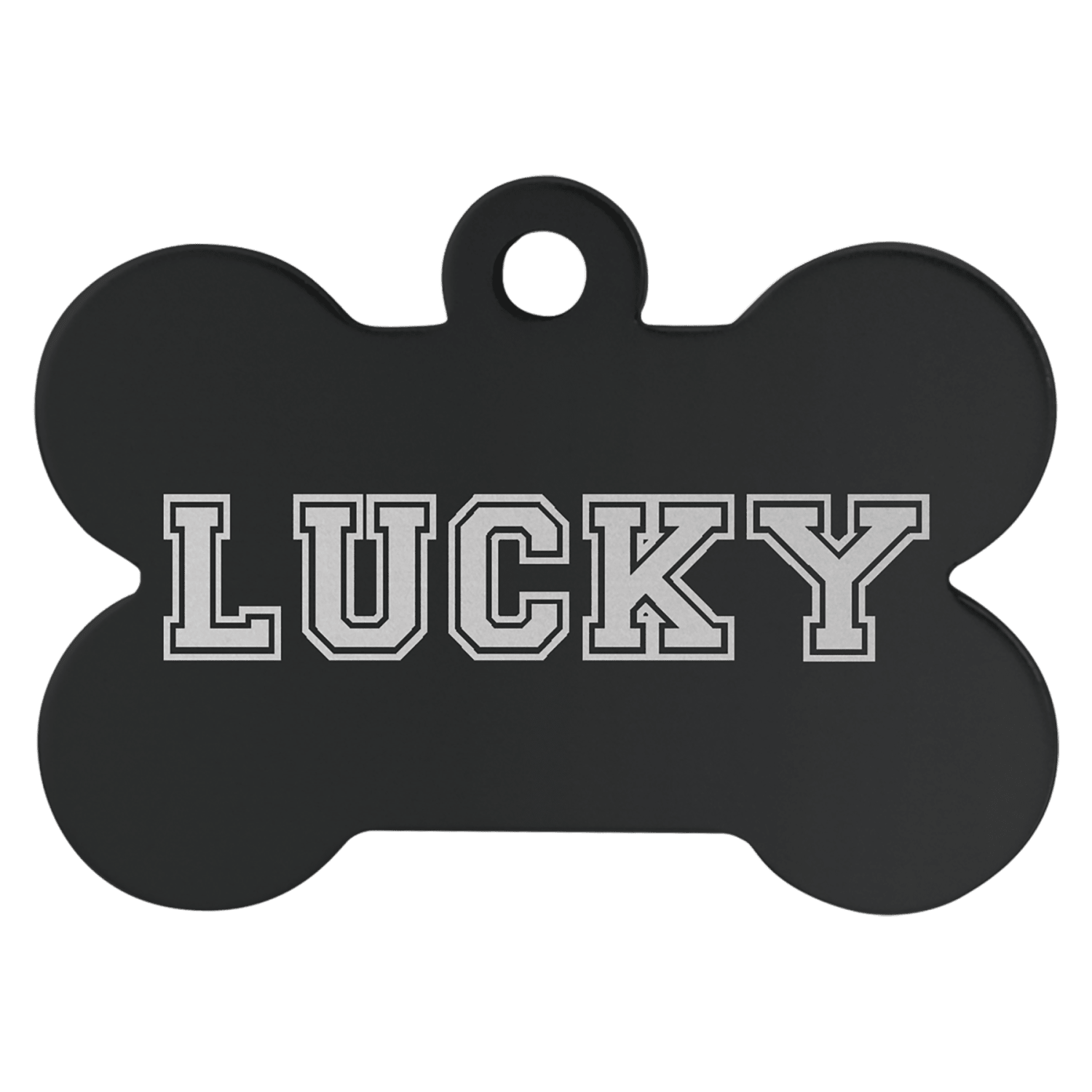 Black anodized aluminum bone pet id tag
