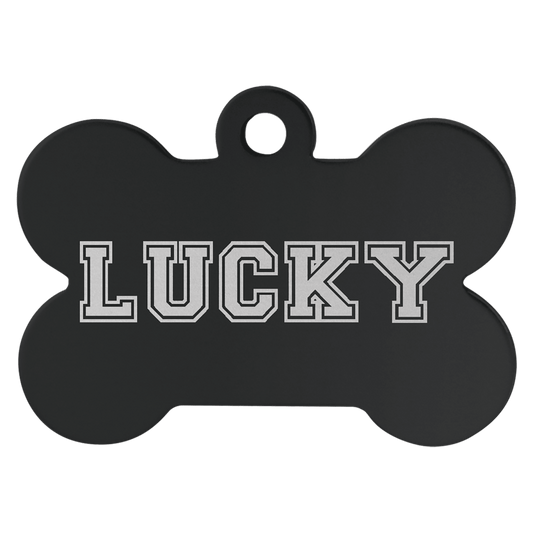 Black anodized aluminum bone pet id tag