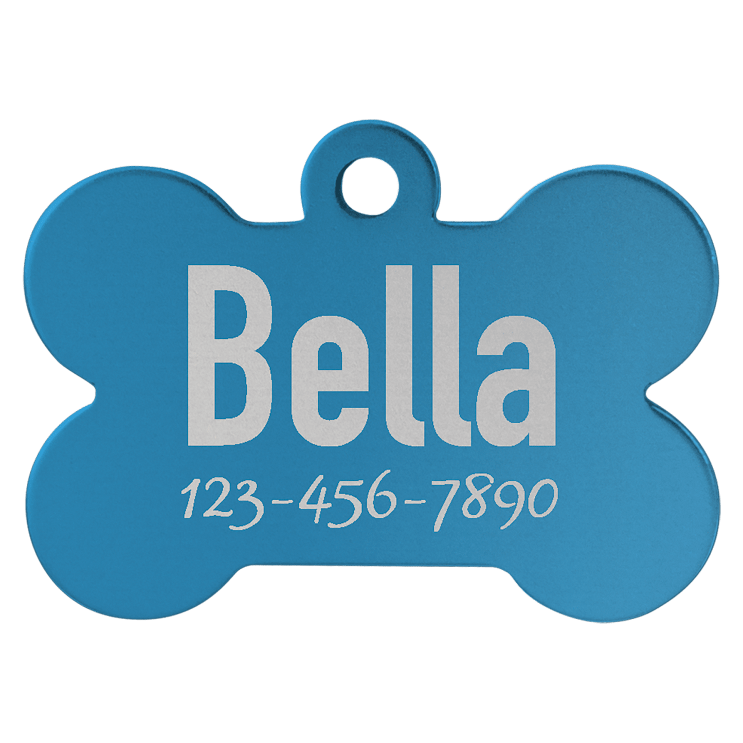 Blue anodized aluminum bone pet id tag