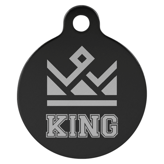 Black anodized aluminum round pet id tag