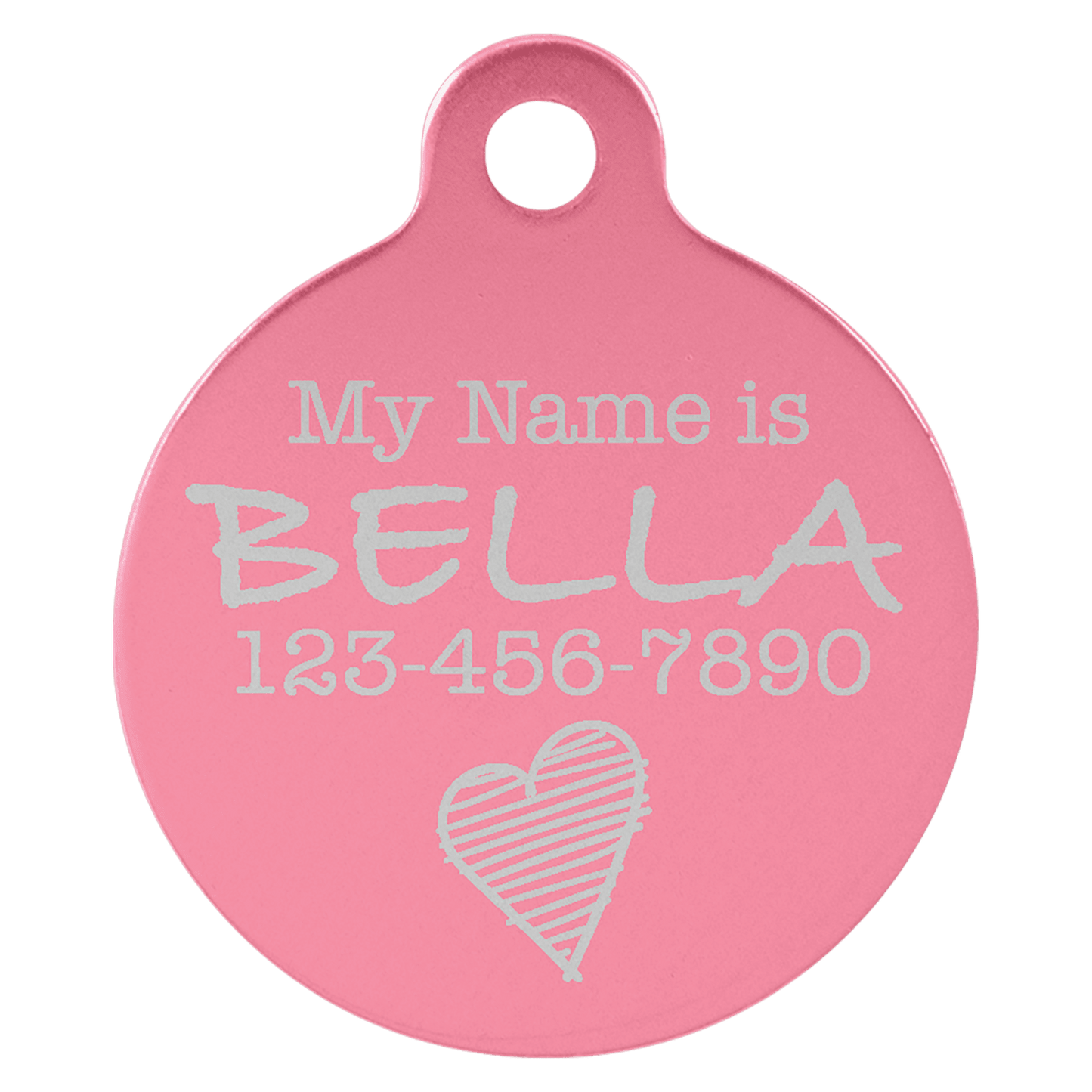 Pink anodized aluminum round pet id tag