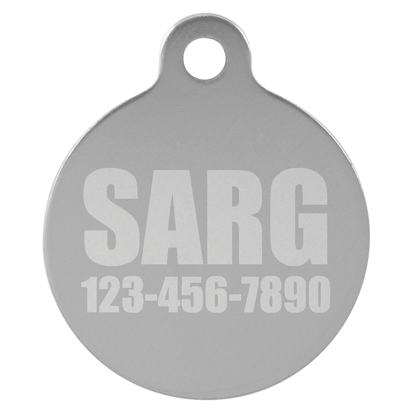 Silver anodized aluminum round pet id tag