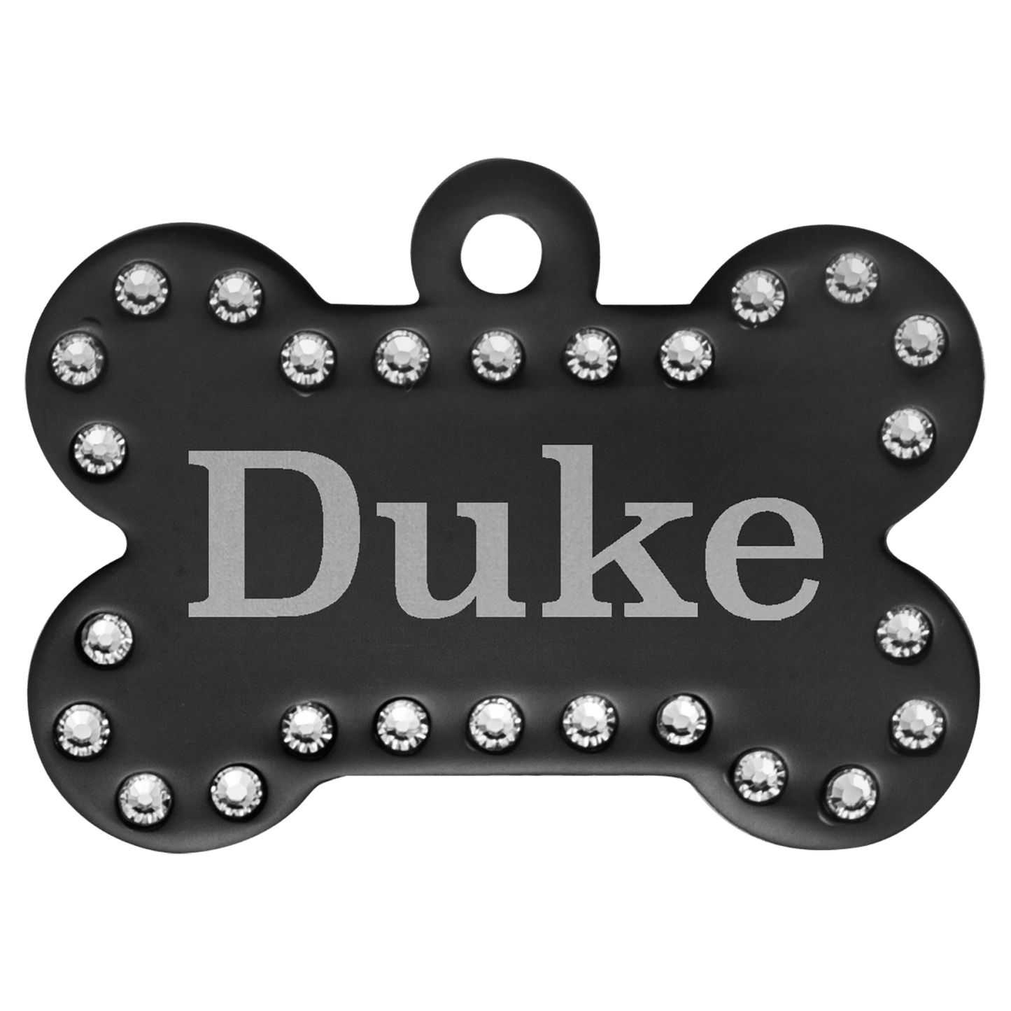 Black personalized Swarovski crystal bone pet ID tag