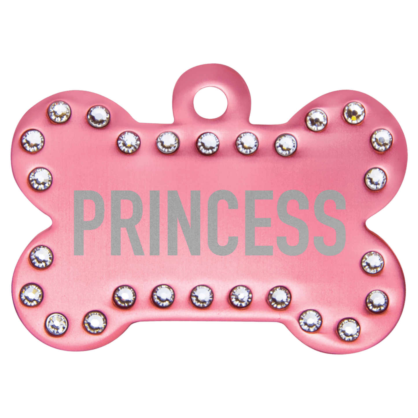 Pink personalized Swarovski crystal bone pet ID tag