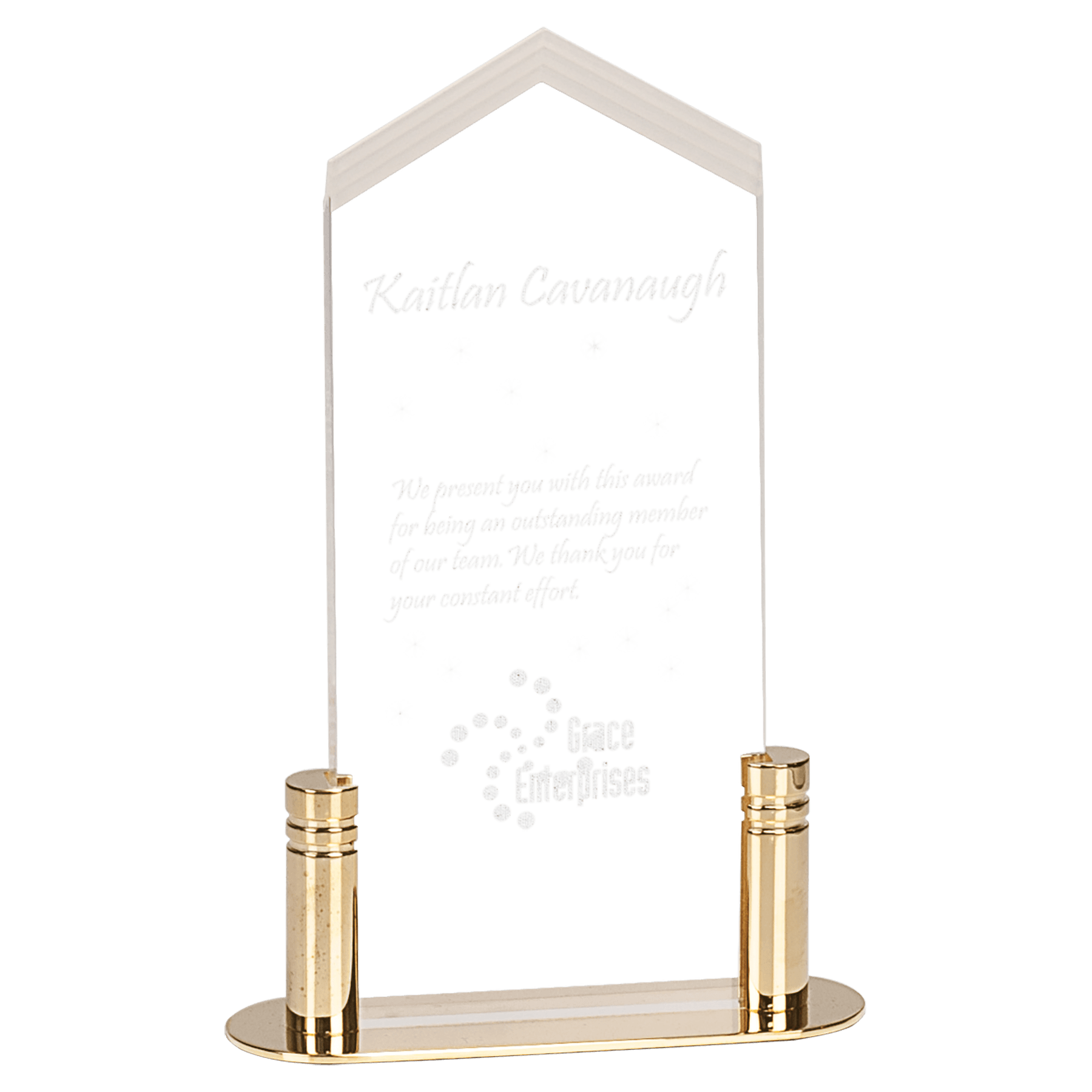 Small Clear Frosted Arrow Acrylic with Brass Base