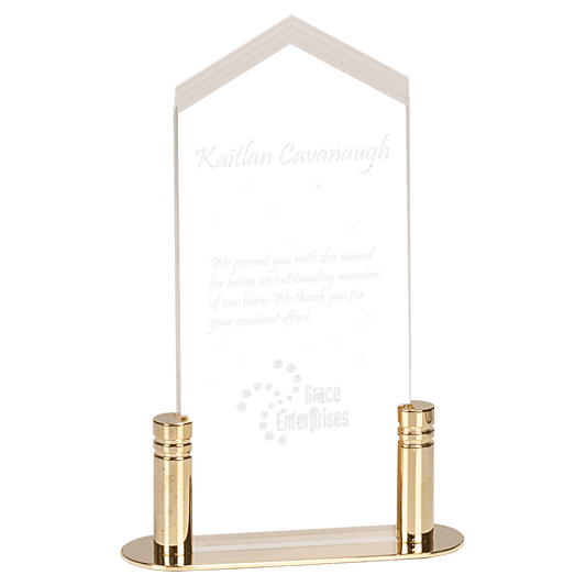 Small Clear Frosted Arrow Acrylic with Brass Base