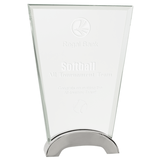7 1/2" Fan Platinum Glass on Arch Metal Base