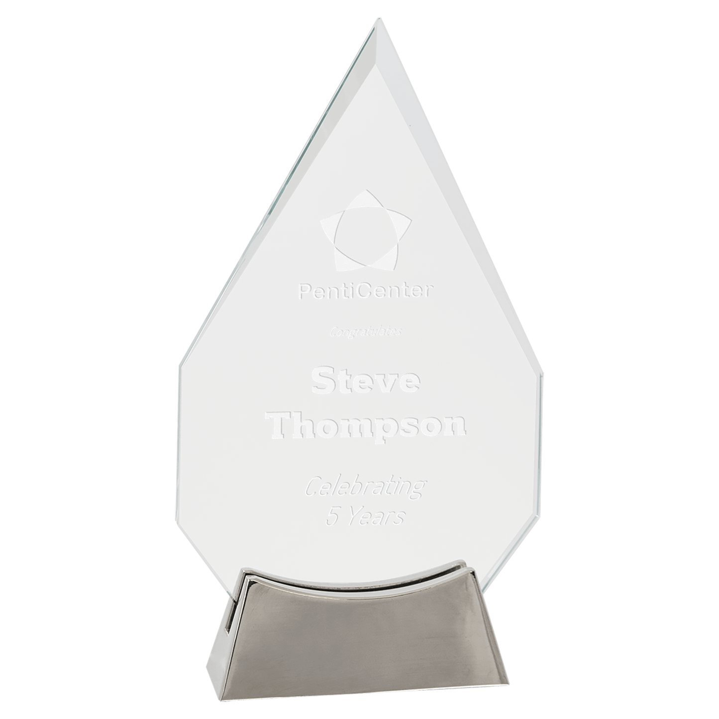 8 1/2" Diamond Platinum Glass on Full Metal Base