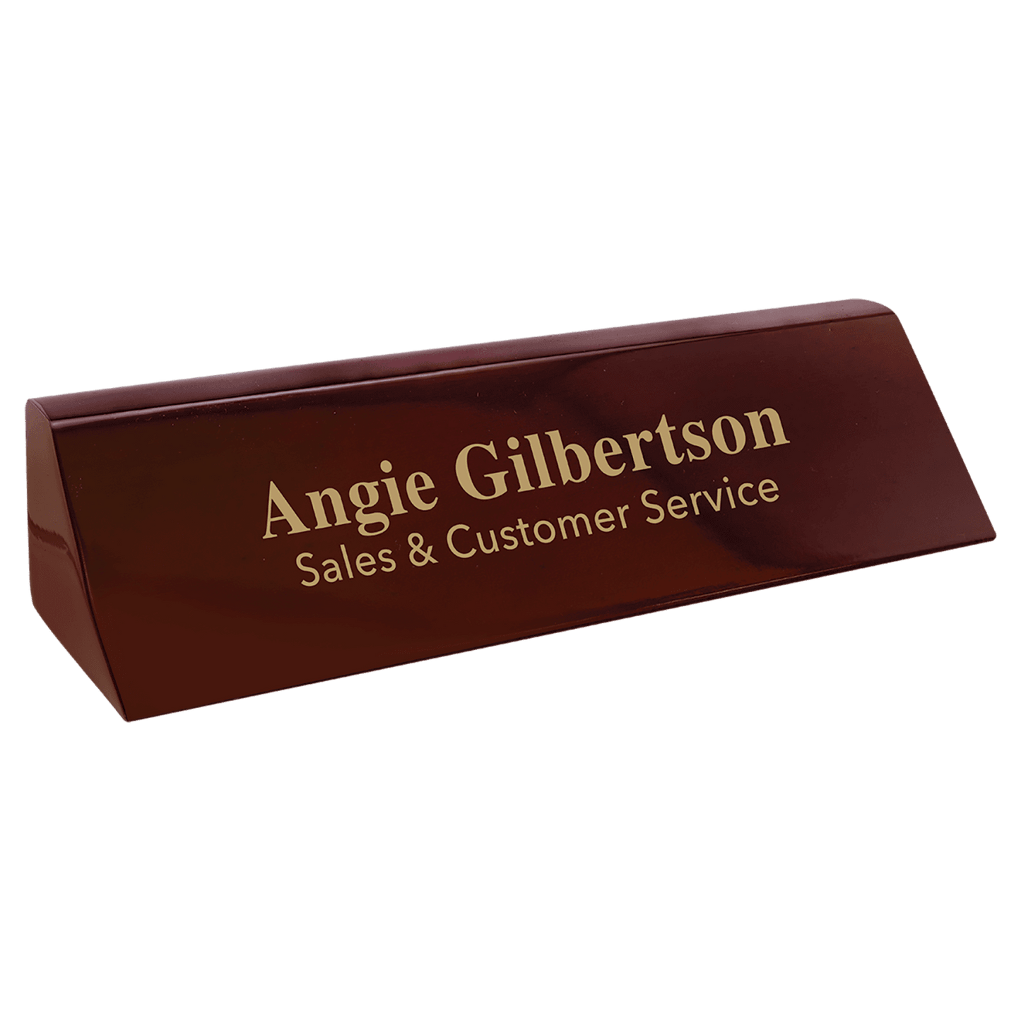 Rosewood Piano Finish Desk Wedge Nameplate, 8 1/2"