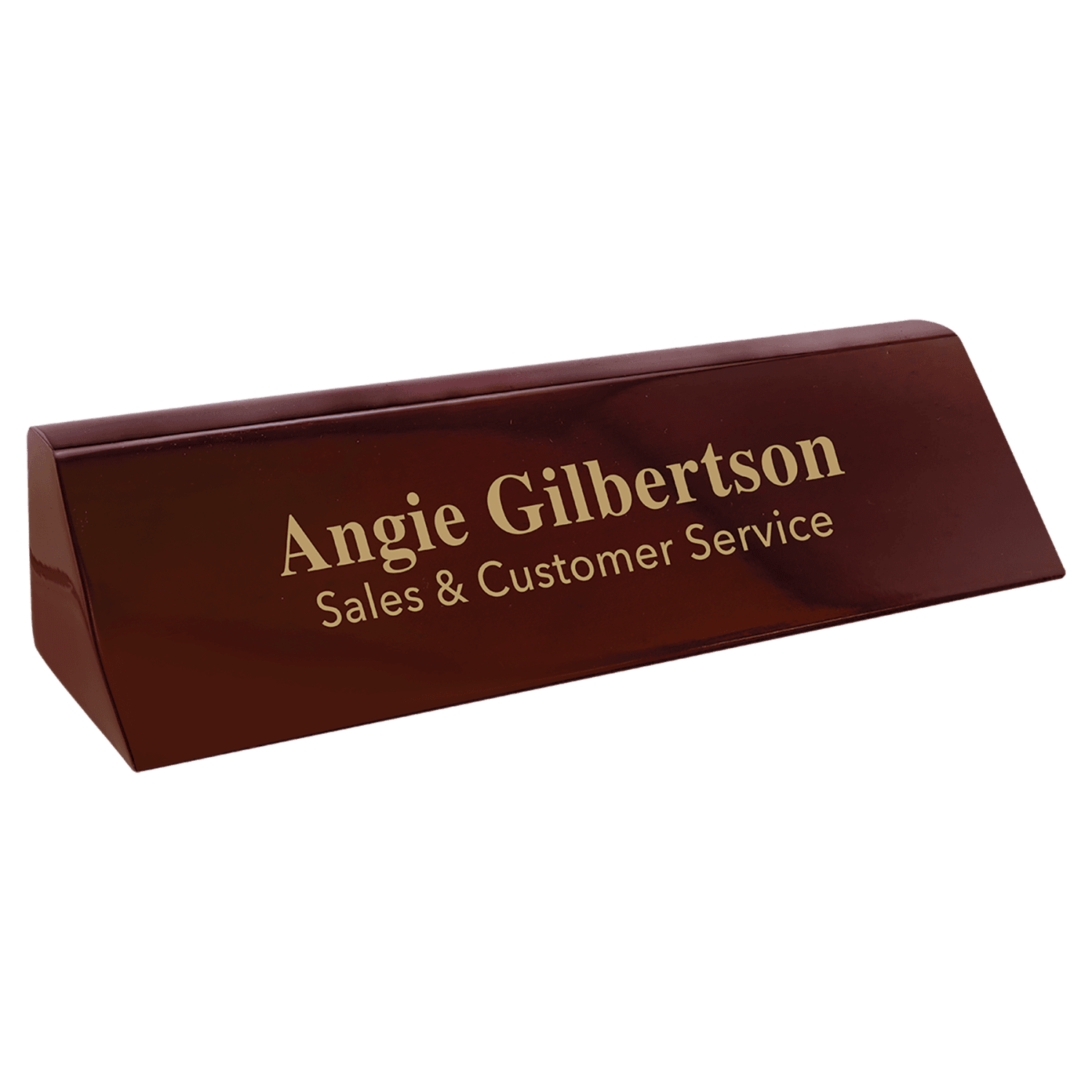 Rosewood Piano Finish Desk Wedge Nameplate, 8 1/2"